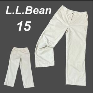 L.L.Bean エルエルビーン ウィメンズ レディース パンツ 15 チノパン ウエストスライドゴム ベージュ系 (I27)★