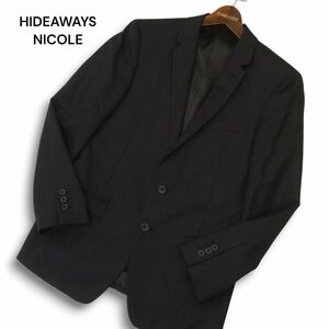 HIDEAWAYS NICOLE ハイダウェイ ニコル 通年 ストライプ 総裏 2B ウール★ テーラード ジャケット Sz.46　メンズ 黒　C4T08051_9#O