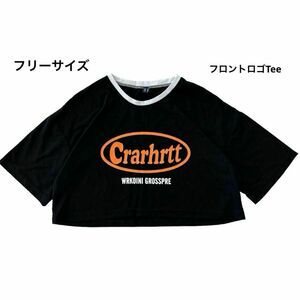 フロントロゴTee Tシャツ ショート丈 かわいい 韓国ファッション 大人