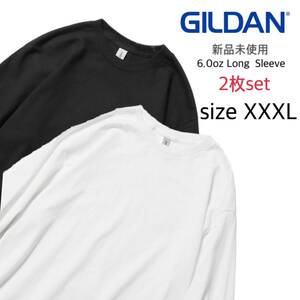 【ギルダン】新品未使用 ウルトラコットン 6.0oz 無地 長袖Tシャツ 白 黒 3XLサイズ ホワイト ブラック GILDAN 2400