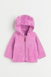 新品　H&M フーデッドボアジャケット　ピンク　ベビー　70 女の子 子供服 フリースジャケット フーディ