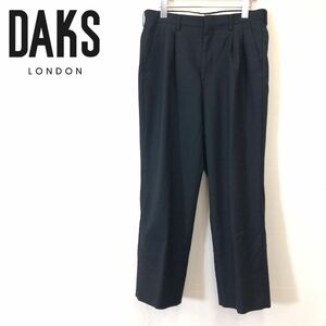 1H152-F-N◆ DAKS ダックス スラックス 2タック パンツ ボトムス ◆ size76 ウール ポリエステル ブラック 古着 メンズ