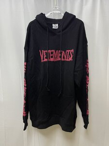 VETEMENTS ヴェトモン Worldtour Logo Hoodie ロゴパーカー コットン ブラック 上着 パーカ人気 中古 Lサイズ