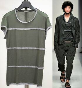 BOTTEGA VENETA ボッテガヴェネタ 11SSメッシュ切り替えボーダーTシャツ44 Italy製