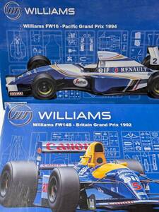 フジミ 1/20 ウィリアムズFW16 パシフィックGP 1994 、ウィリアムズ・ルノー FW14B イギリスグランプリ　1992　　組み立て途中品現状品