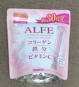 新品未開封★「ALFE（アルフェ）コラーゲンパウダースティック 30袋（ピーチ味）」大正製薬 コラーゲン 鉄分 ビタミンC 栄養機能食品 