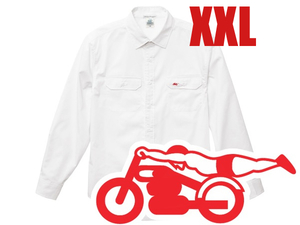 WORK SHIRT スピードアディクト WHITE XXL/白デニムアンドダンガリーワークシャツミリタリーシャツネルシャツデニムシャツ軍物刺繍ワッペン