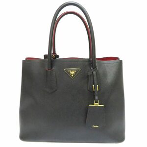 中古 プラダ ドゥブレ トートバッグ レザー Bランク ブラック ハンドバッグ レディース PRADA【送料無料】【西神店】