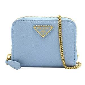 プラダ カードケース PRADA カードホルダー コインケース 肩掛け 1MR020 QHH F0076 SAFFIANO TRIANG CELESTE アウトレット レディース 