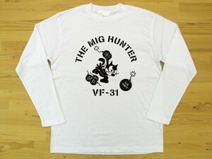 THE MIG HUNTER 白 5.6oz 長袖Tシャツ 黒 M ミリタリー トムキャット VFA-31 U.S. NAVY VF-31