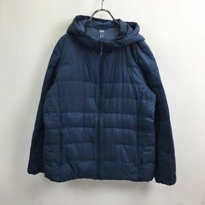 UNIQLO/ユニクロ ライトダウン中綿ジャケット フード付き ダウン ブルー サイズXL レディース　キャンプ/アウトドア