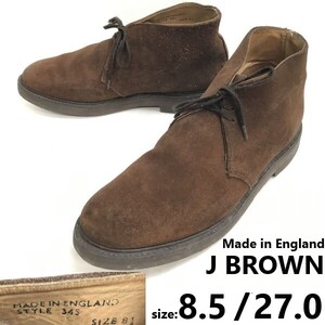 イングランド製★J BROWN★スエード本革/チャッカブーツ【UK8.5/27.0/brown/茶】chukka/desert/Leather/Boots/dress/shoes◆sWB121-10