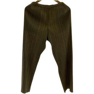 ◆◆ ISSEY MIYAKE イッセイミヤケ パンツ プリーツプリーズ サイズ1 PP91-JF433 オリーブ やや傷や汚れあり