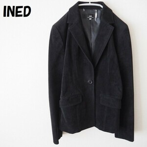 【人気】INED/イネド ベロアジャケット 一つボタン ブラック サイズ7 レディース/963