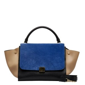 セリーヌ トラぺーズ ハンドバッグ ショルダーバッグ 2WAY ブルー ブラック ベージュ レザー スウェード レディース CELINE 【中古】