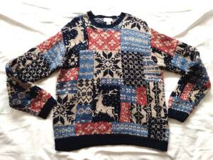 J.Crew Handknit パッチワーク風セーターUS Size S、XLくらい