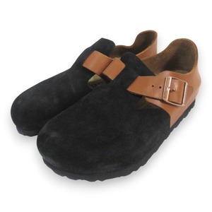 新品同様 BIRKENSTOCK ビルケンシュトック ロンドン スウェード レザー コンフォートシューズ フラットシューズ 22.5cm ブラック ブラウン