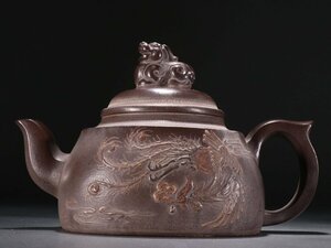 【安】時代物 顧景舟銘 鳳紋茶壺 宜興紫砂 常滑 朱泥急須 煎茶道具 古茶道具 古美味 古董品 387