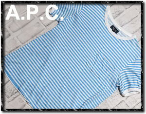 ★A.P.C.　アーペーセー　ボーダーTシャツ　白×水色★