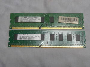 【 中古 動作品】デスクトップパソコン用メモリ SanMax DDR3 4GB PC3-12800U SMD-4G68H 2枚組No250115