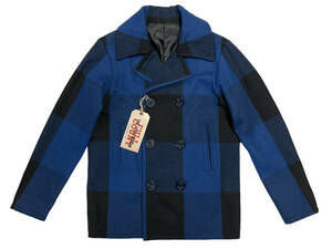 未使用品 38 FULLCOUNT フルカウント 2842 BUFFALO CHECK 8BUTTON P-COAT バッファローチェック Pコート ジャケット メルトン