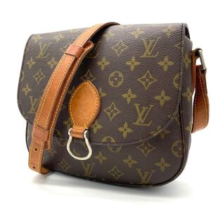 1円 ルイヴィトン LOUIS VUITTON ショルダーバッグ サンクルー レザー PVC モノグラム ブラウン 茶色 斜め掛け