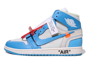 未使用品 27cm OFF-WHITE × NIKE オフホワイト ナイキ AIR JORDAN 1 RETRO HIGH OG UNC US9 White/Dark Powder Blue AQ0818-148 /● メ