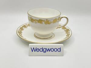 WEDGWOOD ウェッジウッド WHITEHALL White+Gold Tea Cup & Saucer ホワイトホール ホワイト+ゴールド ティーカップ&ソーサー W4001 *L390