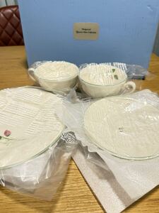 【新品未使用】Wedgwood Queen’s ware collection ウェッジウッド 2人用 ティーカップセット 20cm プレート Festivity Raspberry 6点