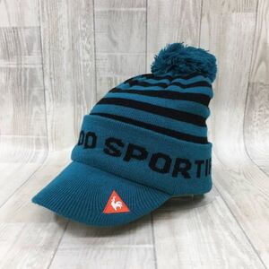 EZ3338●LE COQ SPORTIF つば付き ニットキャップ●55～57●ブルー系/ブラック ルコック スポルティフ