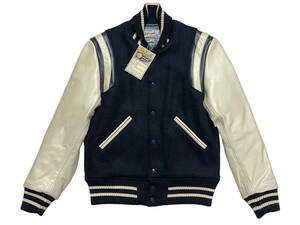 未使用品 36 紺 Whitesville ホワイツビル WV13366 AWARD JACKET アワードジャケット 袖レザー メルトン ネイビー