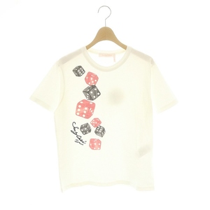 未使用品 シーバイクロエ SEE BY CHLOE 20TH ダイスプリントTシャツ カットソー 半袖 クルーネック S 白 ホワイト 赤 黒 レディース