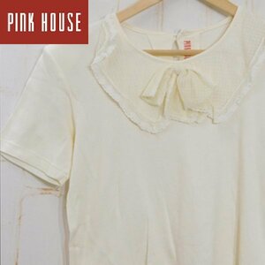 ピンクハウスPINK HOUSE■クルーネック トップス レースリボン■カットソー　Tシャツ■オフホワイト　※KH2519022