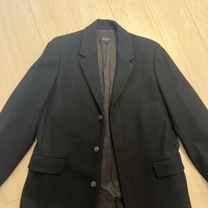 1円スタート A.P.C. アーペーセー メンズ古着 チェスターコート アウター 黒 フランス製 オールド ウール 美品 Mサイズ