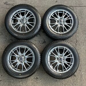 K12UD上 美品 Exceeder アルミ ホイール 15インチ 5.5J 4穴 4本 BRIDGESTONE ブリヂストン スタッドレス 2019年製 VRX 175/65R15 セット