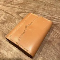 三つ折り財布　レザー　ハンドメイド　本革