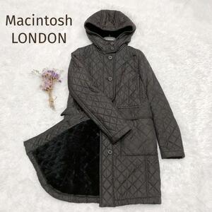 ☆Macintosh LONDON☆マッキントッシュロンドン 裏ボアキルティングロングコート ブラック サイズ36