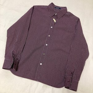 Aquascutum　日本製　ストライプ　ロングスリーブ　シャツ　ボルドー系　1021350-29　4F