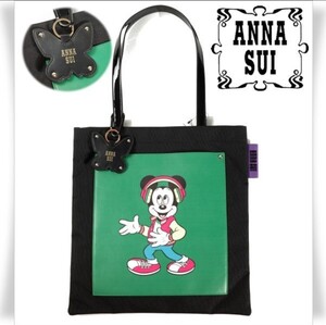 ☆新品　ANNA SUI アナスイ ディズニーコラボ　Disney DISCO! 定価1.3万　トートバッグ ミッキー チャーム付き 未使用