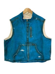 KAMIYA◆24AW/BORO Duck Vest/ベスト/M/コットン/BLU/無地/G13VT025