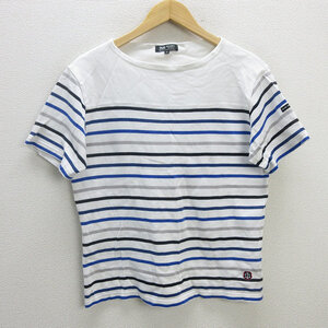 z■ビームス/BEAMS heart 半袖ボーダーTシャツ【M】白青系/men