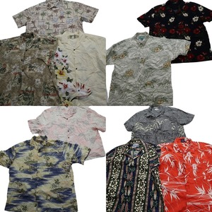 古着卸 まとめ売り アロハシャツ 半袖シャツ 10枚セット (メンズ 2XL /3XL ) 素材MIX ハイビスカス リーフ 花柄 ヤシの木 MT3146