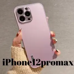 iPhone 12promax用ケースピンク薄型軽量ハードカバーサラサラマット