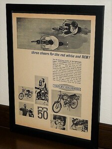 1966年 USA 60s vintage 洋書雑誌広告 額装品 ハーレーダビッドソン Harley Davidson M-50 / 検索用 アエルマッキ エアロマッキ ( A4size )