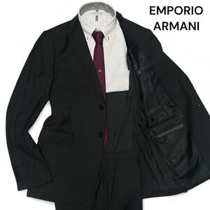 美麗品◎Lサイズ位!!エンポリオアルマーニ【圧巻の高級感】EMPORIO ARMANI 総柄 セットアップ スーツ グレー M LINE ウール100%◎メンズ