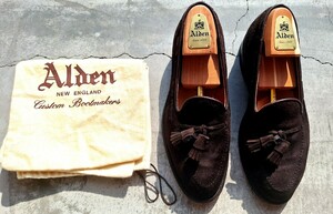 美品Alden　オールデン　CALF SUEDE DARK CHOCOLATEABERDEEN LAST　タッセルモカシン　US8