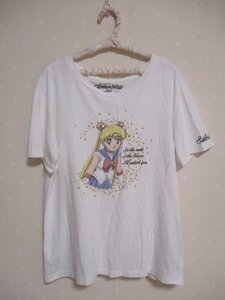 ★　GU ジーユー　★　セーラームーン　コットン　半袖Tシャツ②　L　オフホワイト（40712）