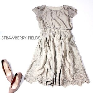 ☆☆ 美品 STRAWBERRY-FIELDS ストロベリーフィールズ ☆☆ 大人可愛い 刺繍入り 柔らかキュプラ ワンピース F 春 夏 22C09