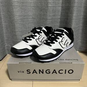 新品 未使用品 sangacio サンガッチョにゅ～ず Black White スニーカー 限定品 本革 黒 白 パンダ シューズ 靴 キックス メンズ US9.5