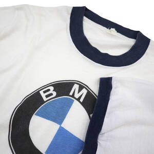 ビンテージ 70～ bmw 染み込み プリント リンガー Tシャツ vintage tee 車 企業物 トリム 古着 70年代 ハーレー harley davidson